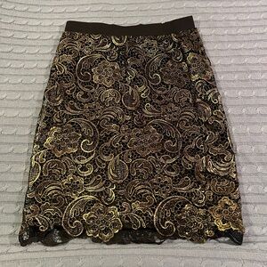 Black and Gold Lace Skirt- Large